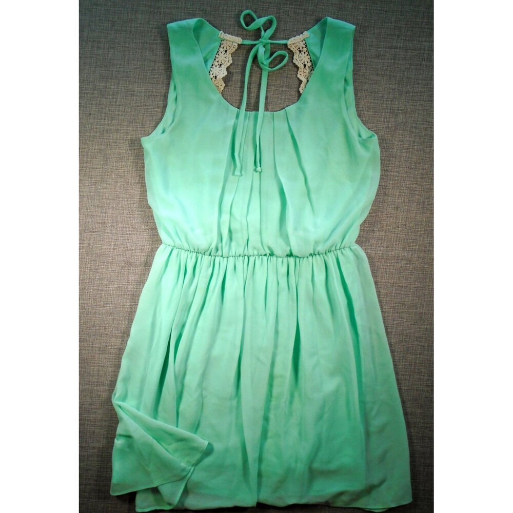 I.N. San Francisco Dress Women's Medium Light Mint Green Lace, Lining, Summer